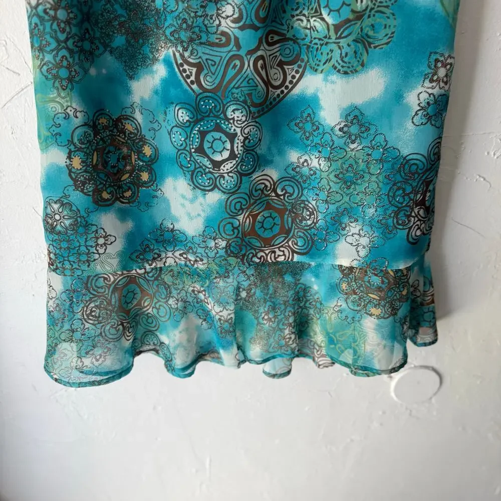 Christopher & Banks Y2k Size Small Green Blue Hippie Peasant Fairy‎ Midi Skirt